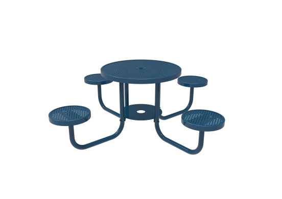 Perforated Steel Round Patio Table with Attached Seats